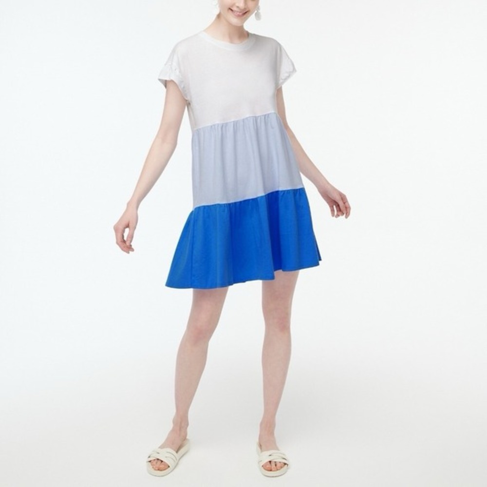 J Crew Babydoll Tiered Dress Womens XL Cotton Casual Flirty Comfort